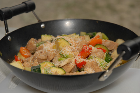 Wok-Gemüse mit Putenfleisch und Honig